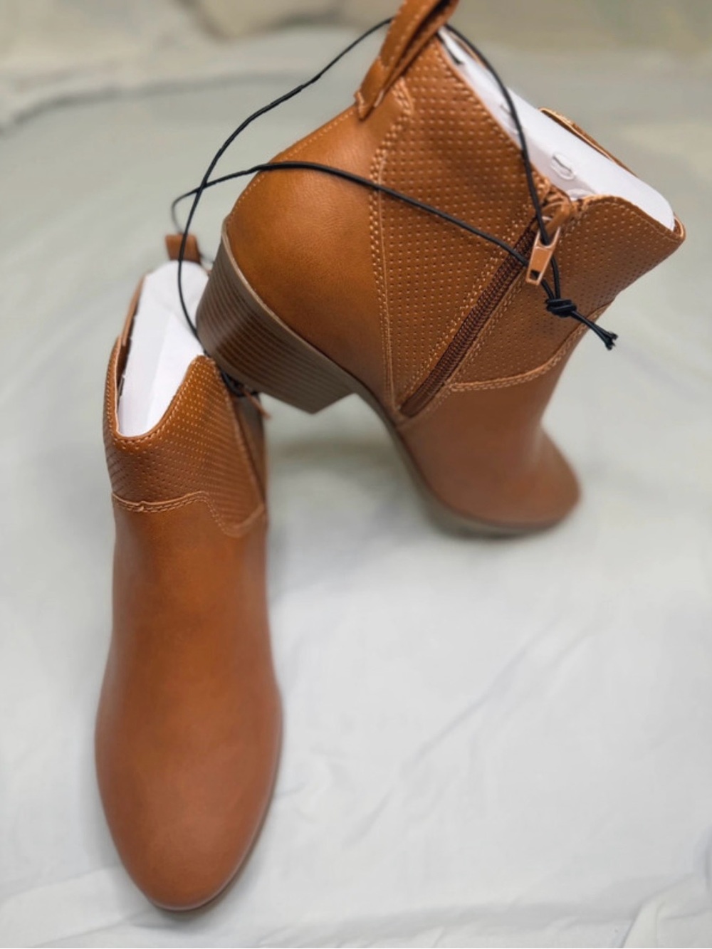 Arizona Jean Company Cognac Tan Ankle Booties with Side Zip
